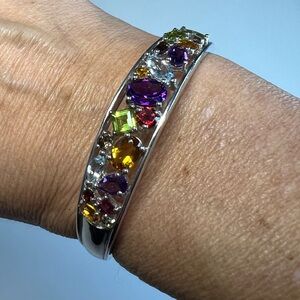 Sterling Silver Bracelet w/ bright jewel toned Semi Precious Gemstones